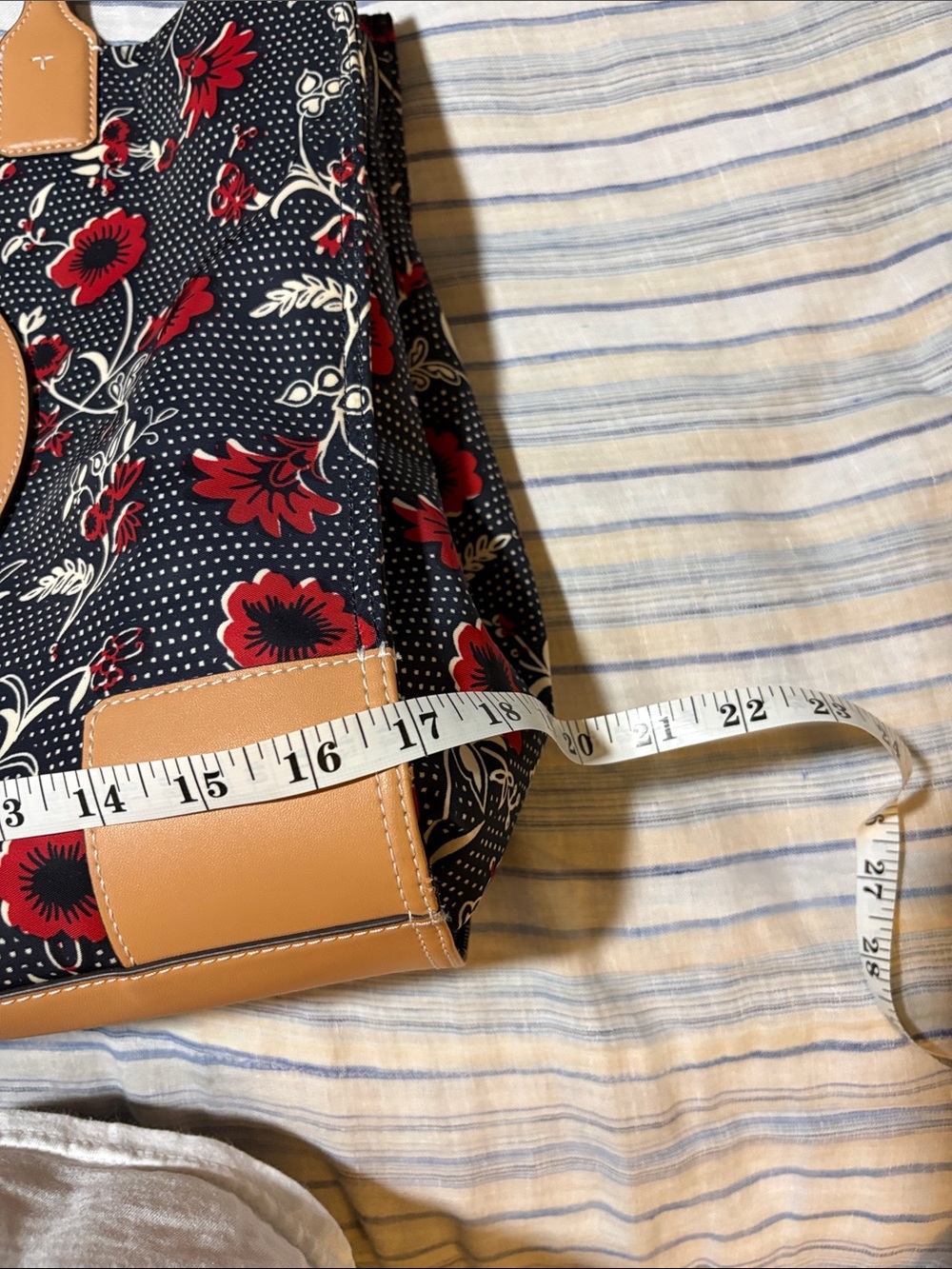 Tory Burch Ella Tote Bag and Red Floral nylon Print leather handles and trim - Picture 13 of 16